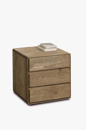 Kis tömörfa komód 3 fiókkal égetett tölgy színben